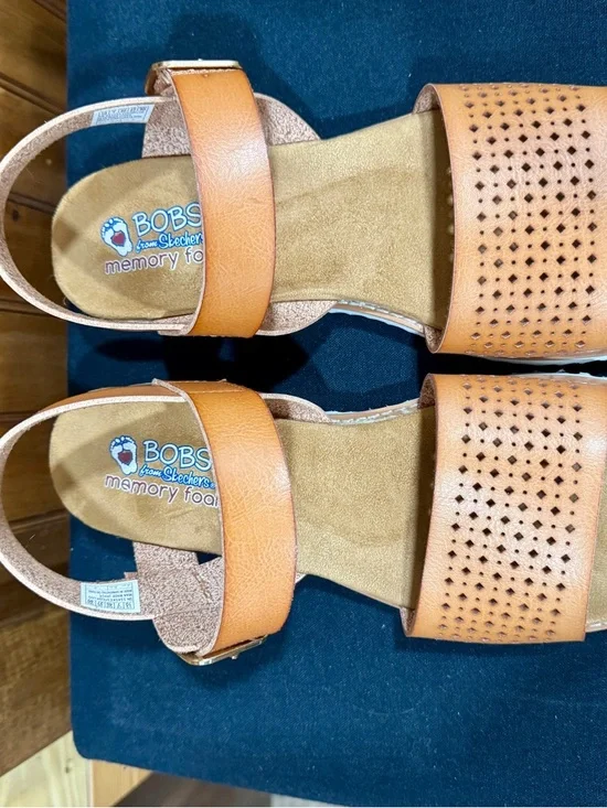 BOBS from Skechers Tan Perforated Slingback Sandals with Buckle - Picture 4 of 7